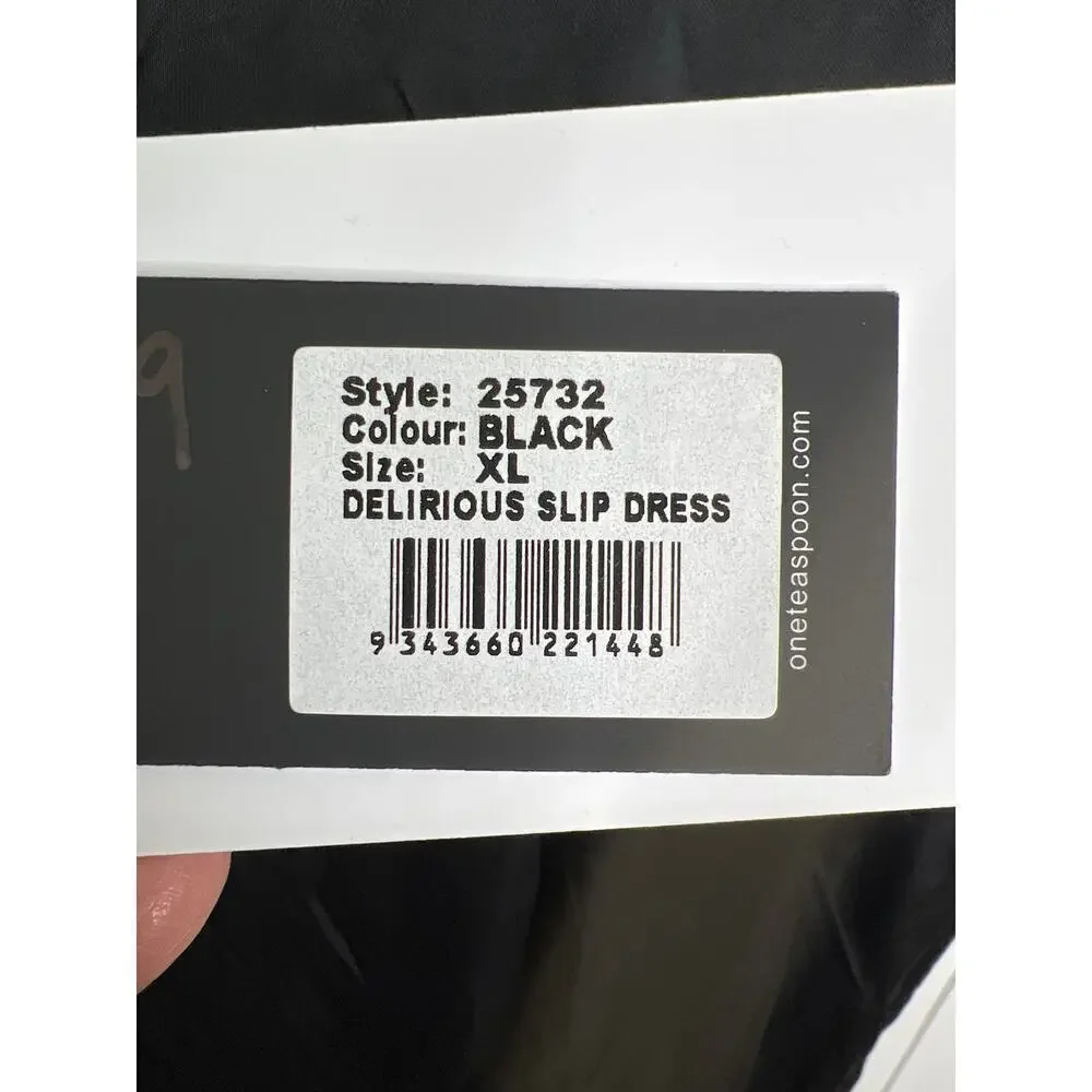 One Teaspoon Delirious Slip Dress in Black with Tie Dry Hem NWT Size‎ XL